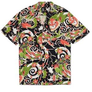 Ed Hardy Japan Design Short Sleeve Button Down Shirt Men’s Size Large